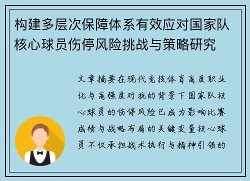 构建多层次保障体系有效应对国家队核心球员伤停风险挑战与策略研究 构建多层次保障体系有效应对国家队核心球员伤停风险挑战与策略研究